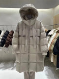 пуховик женский зимний Warm Winter Women Coat Long Jacket Korea Oversized Loose Hooded Coats Female Casual Long Overcoat 다운패딩