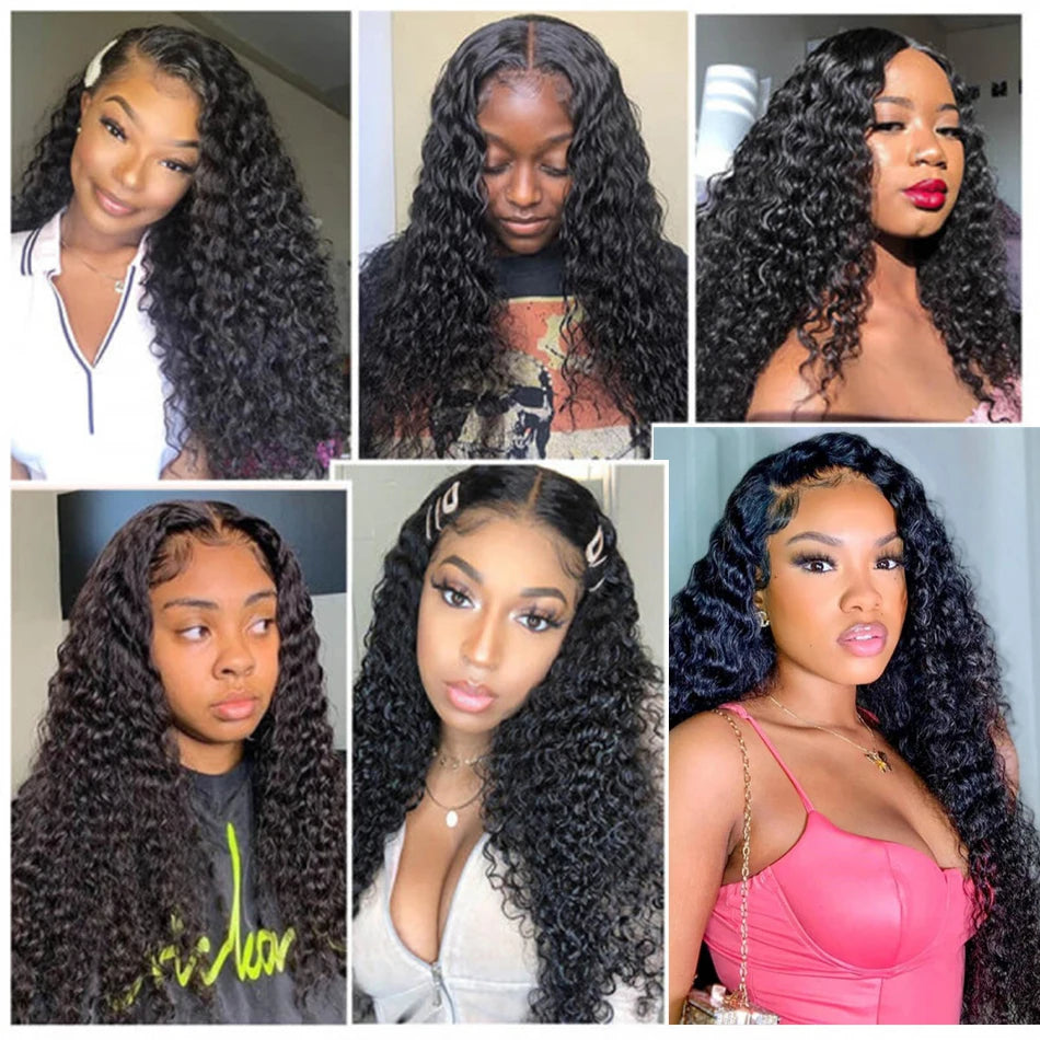 Wear and Go Glueless Wigs Deep Wave Human Hair Pre Plucked 13x4 Wet and Wavy Kinky Curly Lace Frontal Wigs For Women 250%