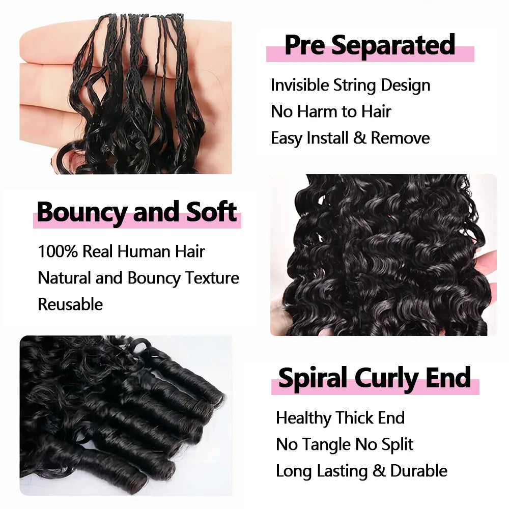 14 16 18 Inch Miracle Knots Crochet Human Hair Burmese Curly Hair Extensions 1/2/3 Bulk And Braiding Hair Deep Wave Pre-Separate Feather Crochet Human Hair 60g 3 Days Delivery To FR Brazilian ALIANNA Hair Bundles Human Hair 1