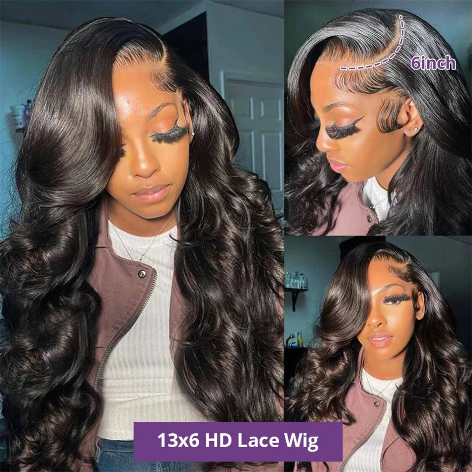 36 Inch Body Wave 13x6 HD Lace Front Wigs Human Hair Wigs Glueless Transparent 13x4 Lace Frontal Wig For Women Pre Plucked