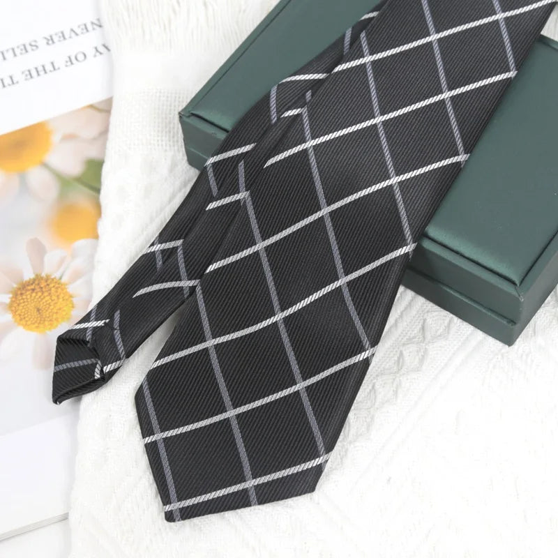 Men Ties Classic Business Necktie Black Stripes Plaid Solid Tie for Man Gifts Neck Tie for Wedding Party Accessories