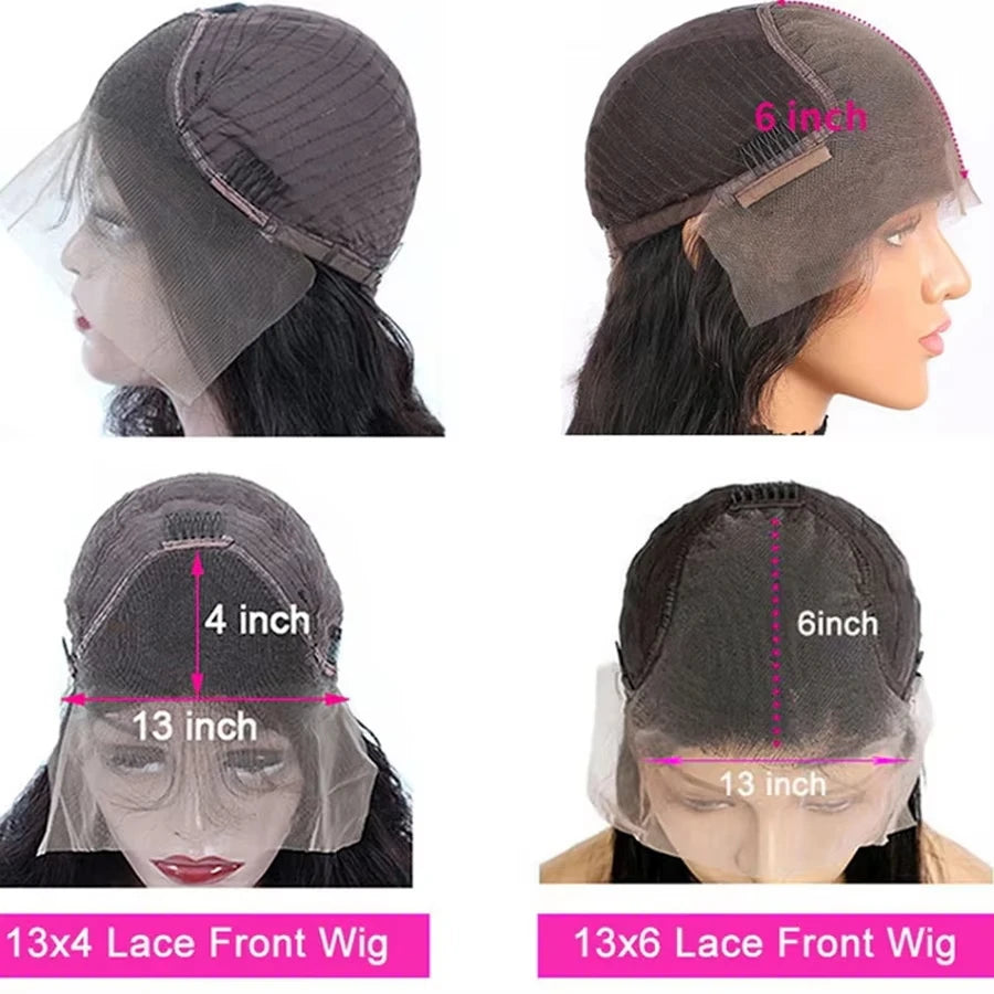 Brazilian Body Wave Human Hair Wigs 13x6 13x4 HD Transparent Lace Front Wig Natural Black Pre Plucked Hairline Lace Frontal Wig