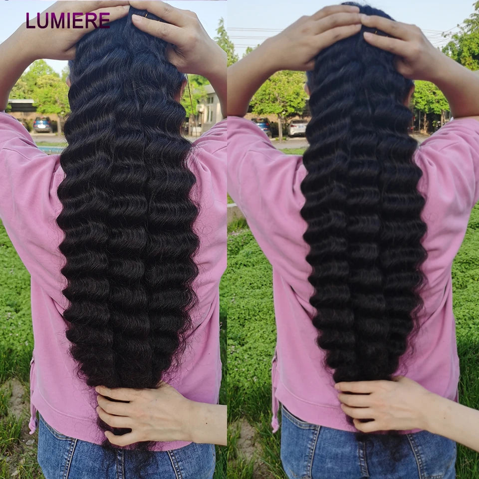 32 Inch Loose Deep Wave  Human Hair Bundles Brazilian Virgin Raw Curly Hair 1 3 4 Bundles Deep Wave Extensions Double Weft
