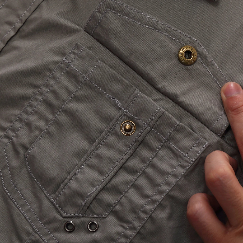 2025 New Fashion Men's Short Sleeve Safari Shirt Tops Summer 100% Cotton Solid Color Casual Cargo Work Shirts with Pocket