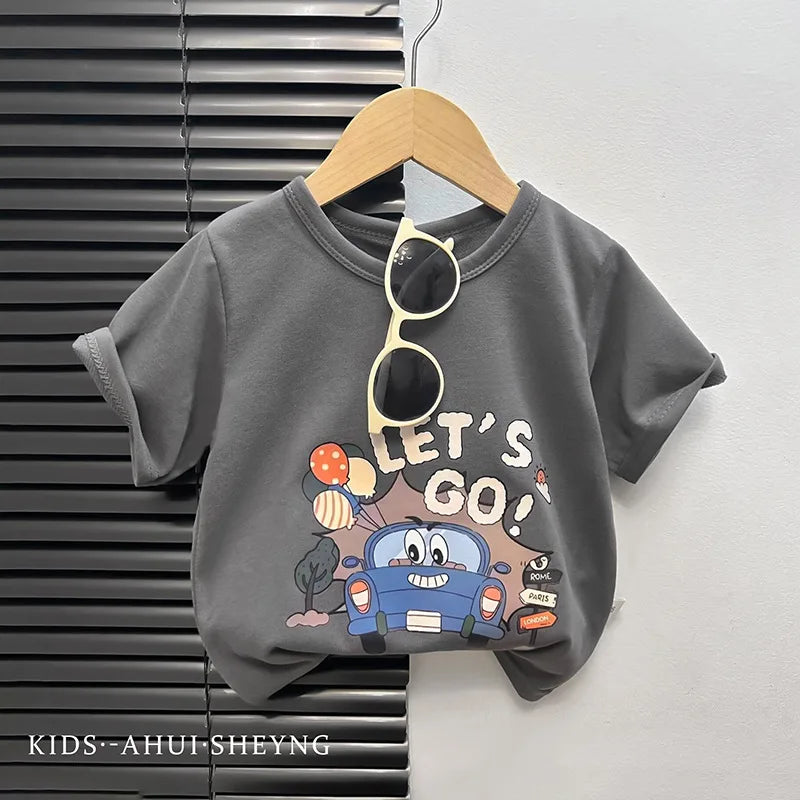Baby T-shirt New Infant Boy Summer Cotton Cartoon Girl Short Sleeve Loose Casual Top Tees Round Neck Children's Clothing