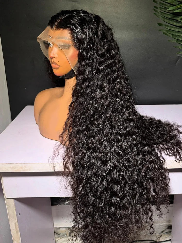 250 Density 100% Human Hair 46 Inch Water Wave Curly 13x4 13x6 Hd Lace Front Wigs Black Pre Plucked Deep Wave 360 Lace Front Wig