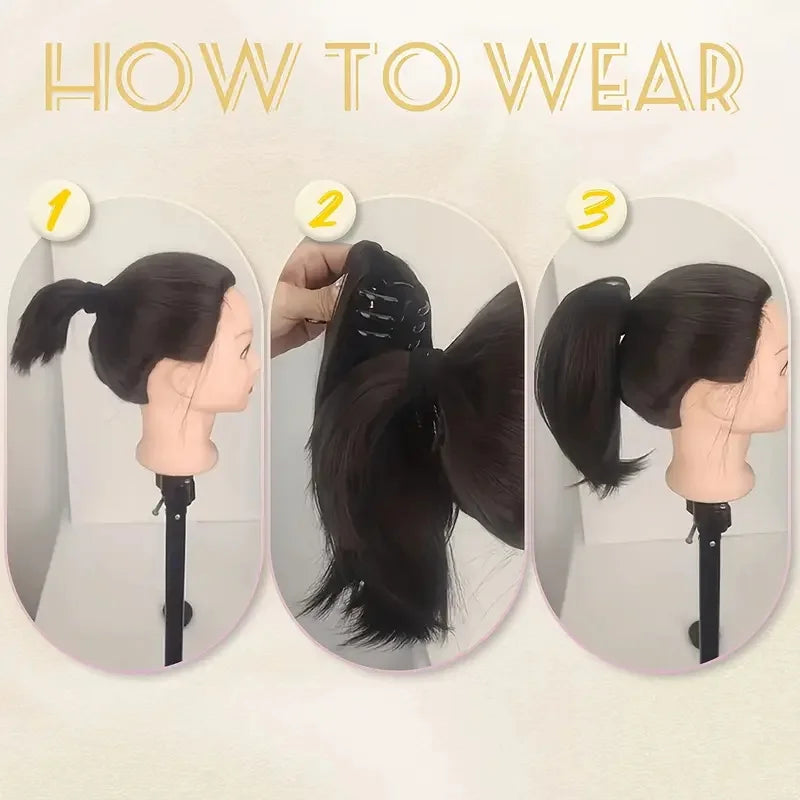 12Inch Synthetic Short Curly Ponytail Hair Extension Claw Clip Black Brown Hairpiece Invisible Instant Ponytail for Women