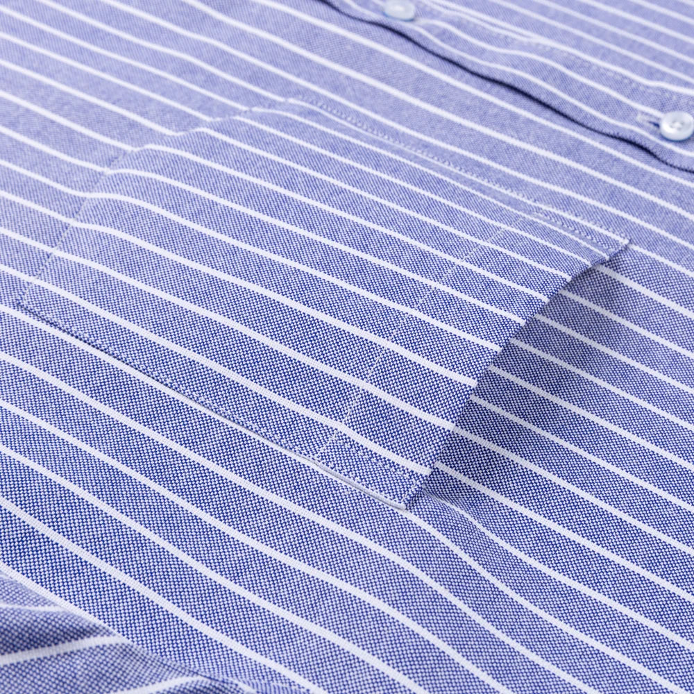 Men's Oxford Long Sleeve Multicolor Striped Plaid Dress Shirts Thick Cotton 100% Spring Fall Versatile Casual Button-Down Shirt