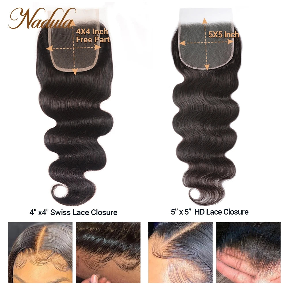 Nadula Hair Hd Lace Closure Brazilian Body Wave Bundles With Closure 4x4 Lace Closure Brazilian Hair Weave Bundles With Closure