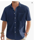 Men's-Summer-New-Style-European-and-American-Fashion-Classic-Comfortable-Breathable-Cotton-and-Hemp-Solid-Color-Top-Shirt