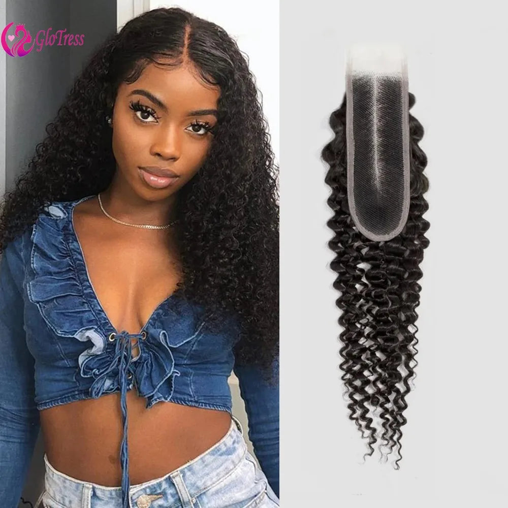 2x6 Lace Closure Jerry Curly 100% Unprocessed Brazilian Virgin Remy Hair Pre-Plucked Hairline Deep Curly Closure Natural Color