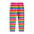 DXTON Girls Rainbow Striped Trousers Kids Cotton Casual Leggings and Pants Girls Tights Pencil Pants Children Clothing 2-12 Yrs