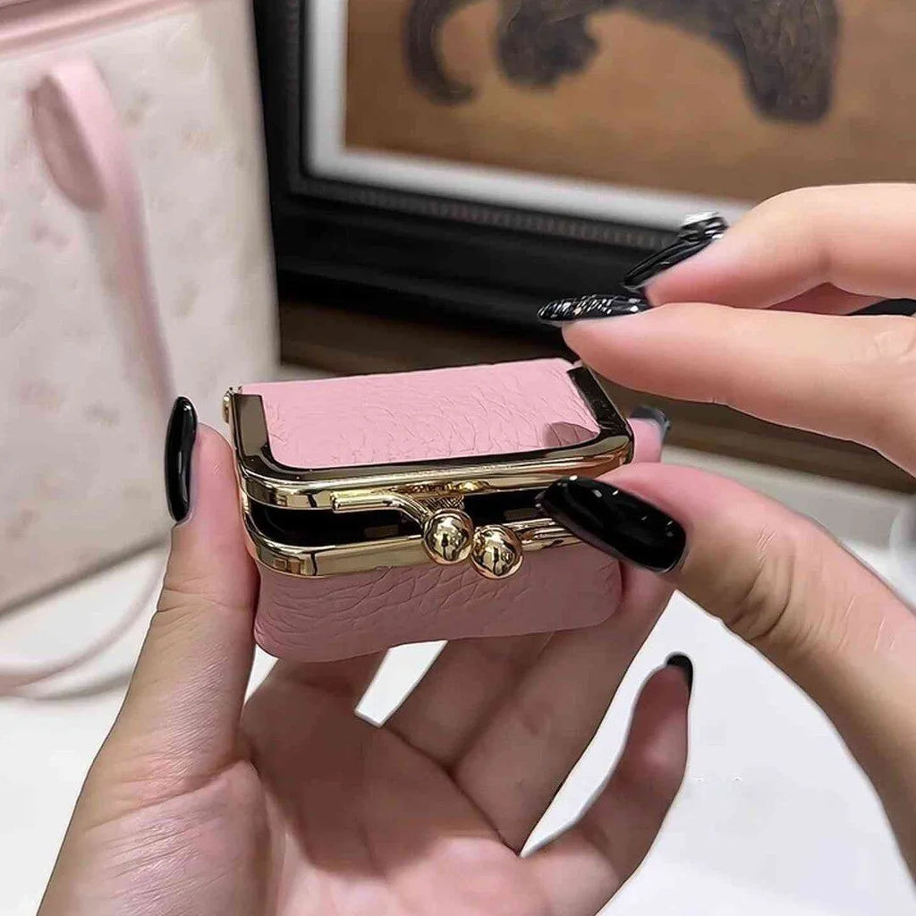 Litchi Grain Mini Bag, 2 Sizes Available, Retro Metal Kiss Lock, Portable Jewelry Pouch for Rings, Earrings & Necklaces Coin Pur
