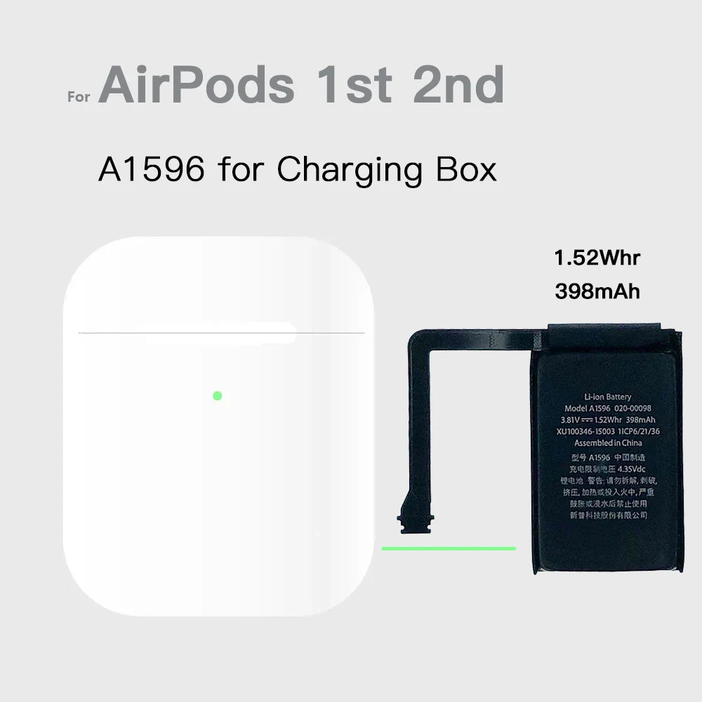 Genuine Replace For Airpods 1st 2nd A1604 A1523 A1722 A2032 A2031 Air Pods 1 Air Pods 2 3 Replaceable GOKY93mWhA1604 Batteria