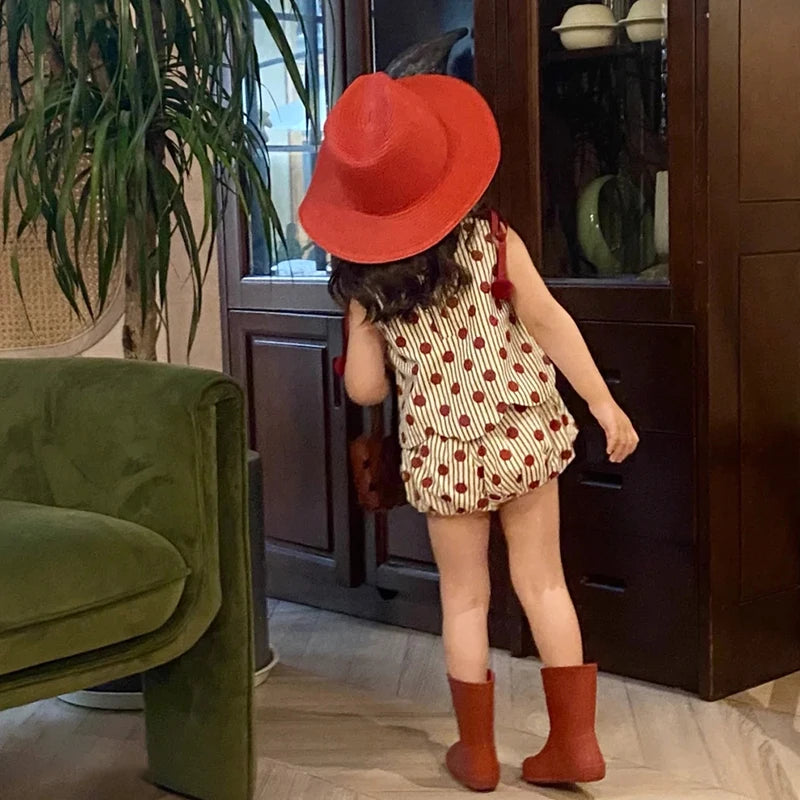 Baby Girl Summer Clothing Set Tops & Shorts Polka Dot Bloomers PP Shorts Pumpkin Short Pants Toddler Sleeveless T-shirts