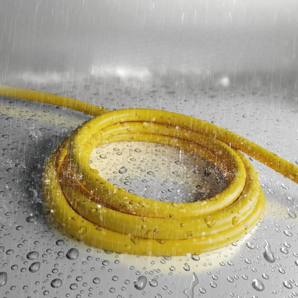 Heavy Duty 50ft Outdoor Extension Cord 12/3 SJTW Yellow 12 Gauge Cold Resistant Flexible Power Cord with Lighted End 15A