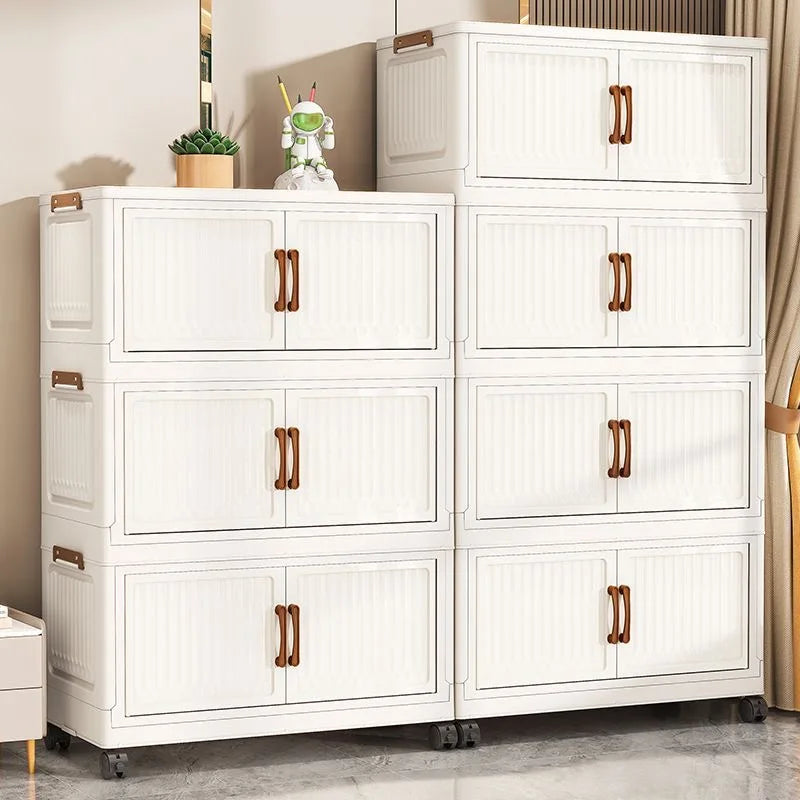 Thickened Home Storage Cabinet for Babies Living Room Bedroom No-Install Plastic Snack Cabinet Multi-Purpose Organizer