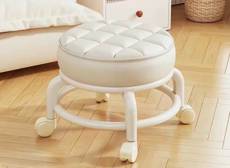 Universal Caster Round Low Rolling Stool Movable Seat for Kids Walking Training Household Shoe Change Bench