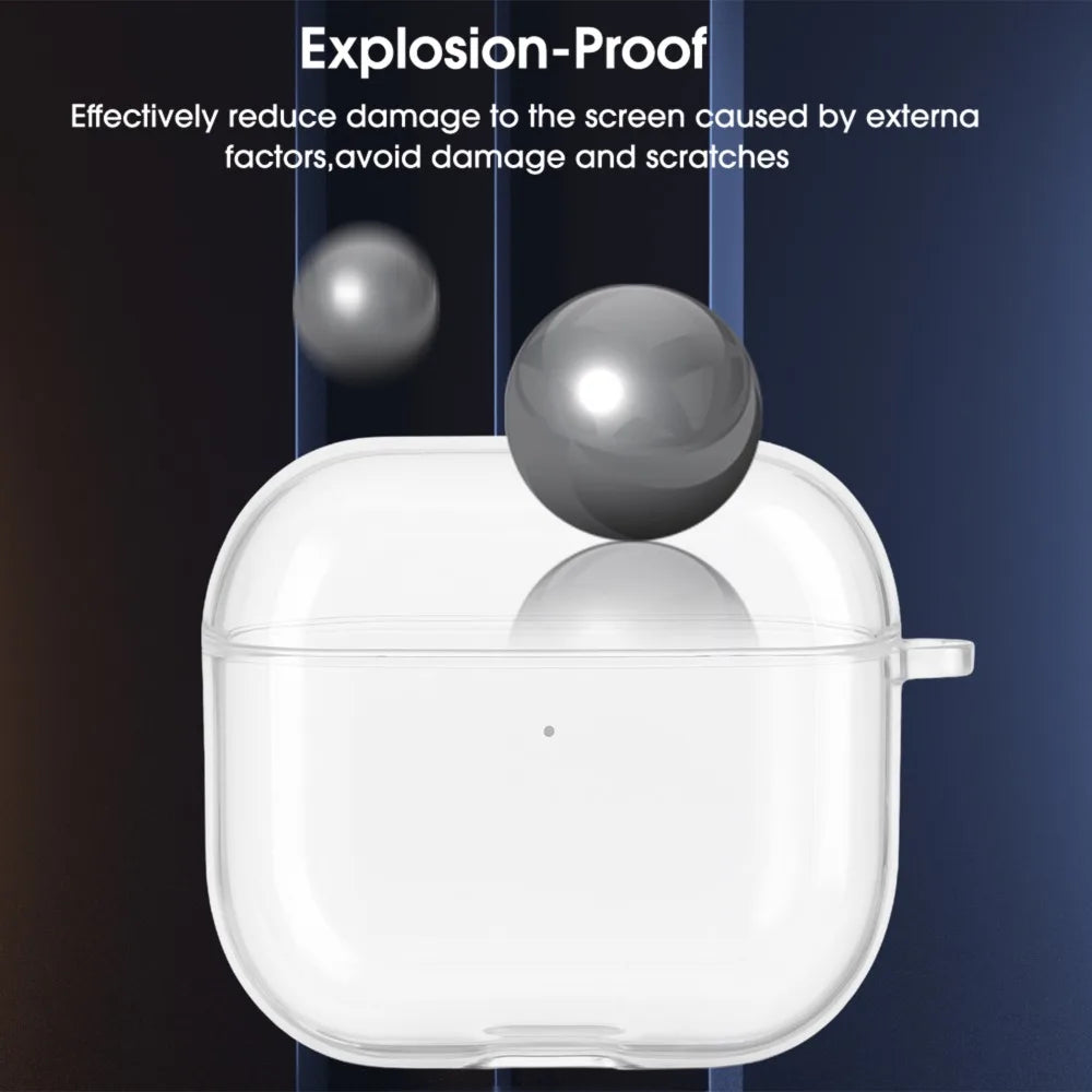 Transparent Frosted Earphone Case for Air Pods 4 New Soft TPU Protective Cover with Hook Strap Accessories Protective Cases