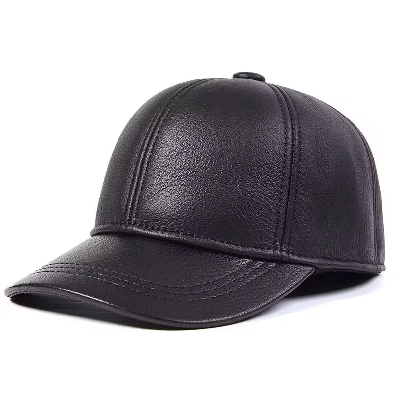 Sales Winter men brown/black Color Real Leather Baseball Caps Men Ladies Youth Duck Tongue Wamr Hats Hip Pop Bonnet Femme