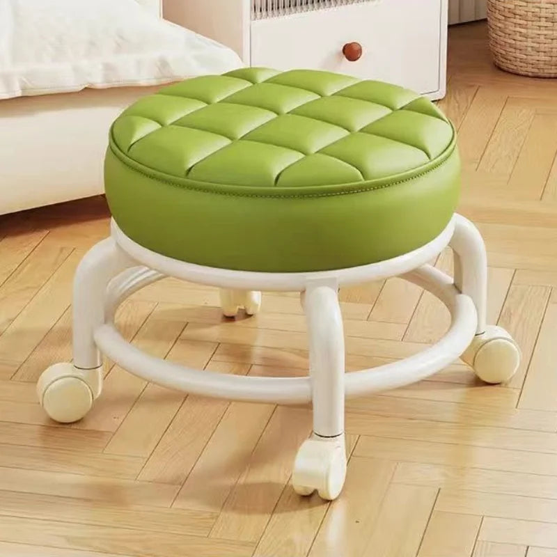 Universal Caster Round Low Rolling Stool Movable Seat for Kids Walking Training Household Shoe Change Bench