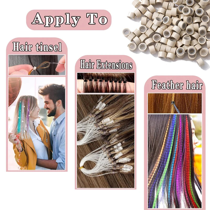 100Pcs Micro Rings Tubes Micro Rings Links Beads For Tip Hair Extension Tools Black Brown Microchip Reforzado Para Extensiones