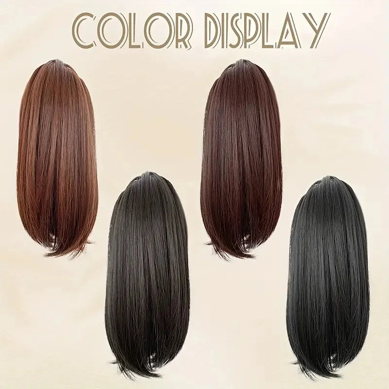 12Inch Synthetic Short Curly Ponytail Hair Extension Claw Clip Black Brown Hairpiece Invisible Instant Ponytail for Women