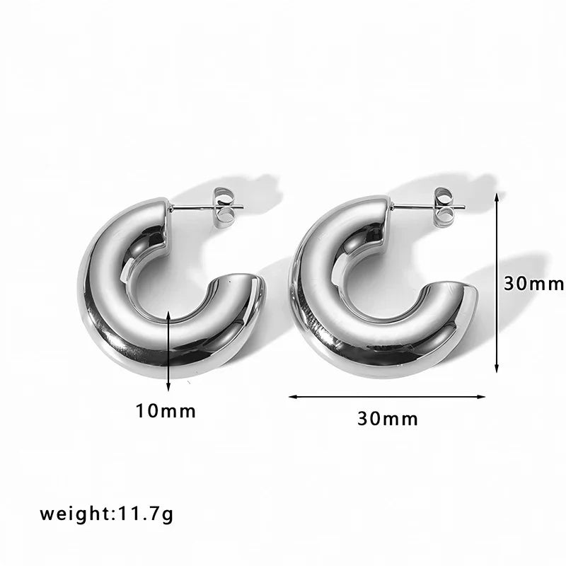 Fashion Chunky C-shape Drop Earrings for Women Geometry Round Circle Dangle Earrings Punk Party Simple Design Jewelry