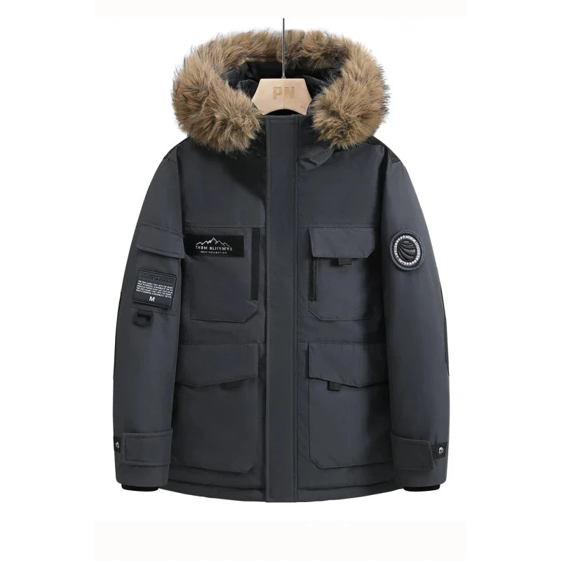 New Winter Down Jackets for Men Hoods and Fur Collars New High-quality Waterproof Windproof Down Coat for Men Women Warm Parkas