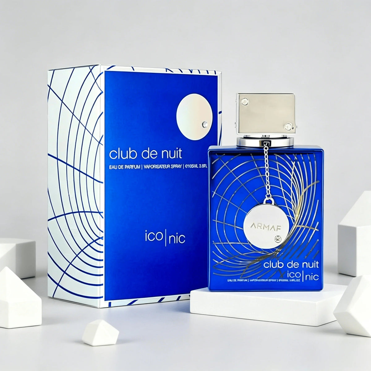 Armaf Club De Nuit Iconic Eau De Parfum 105ml Long Lasting Fresh Aquatic Woody Citrus Fragrance Men Perfume Transparent Blue Square Bottle Night Club Masculine Scent Holiday Gift for Him