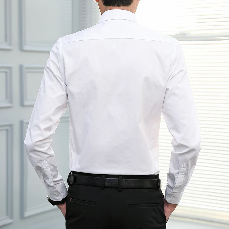 Brand Clothing High Quality Spring Summer Men's Long Sleeve Business Dress Shirt Formal Office Button Down Blue Casual Blouse