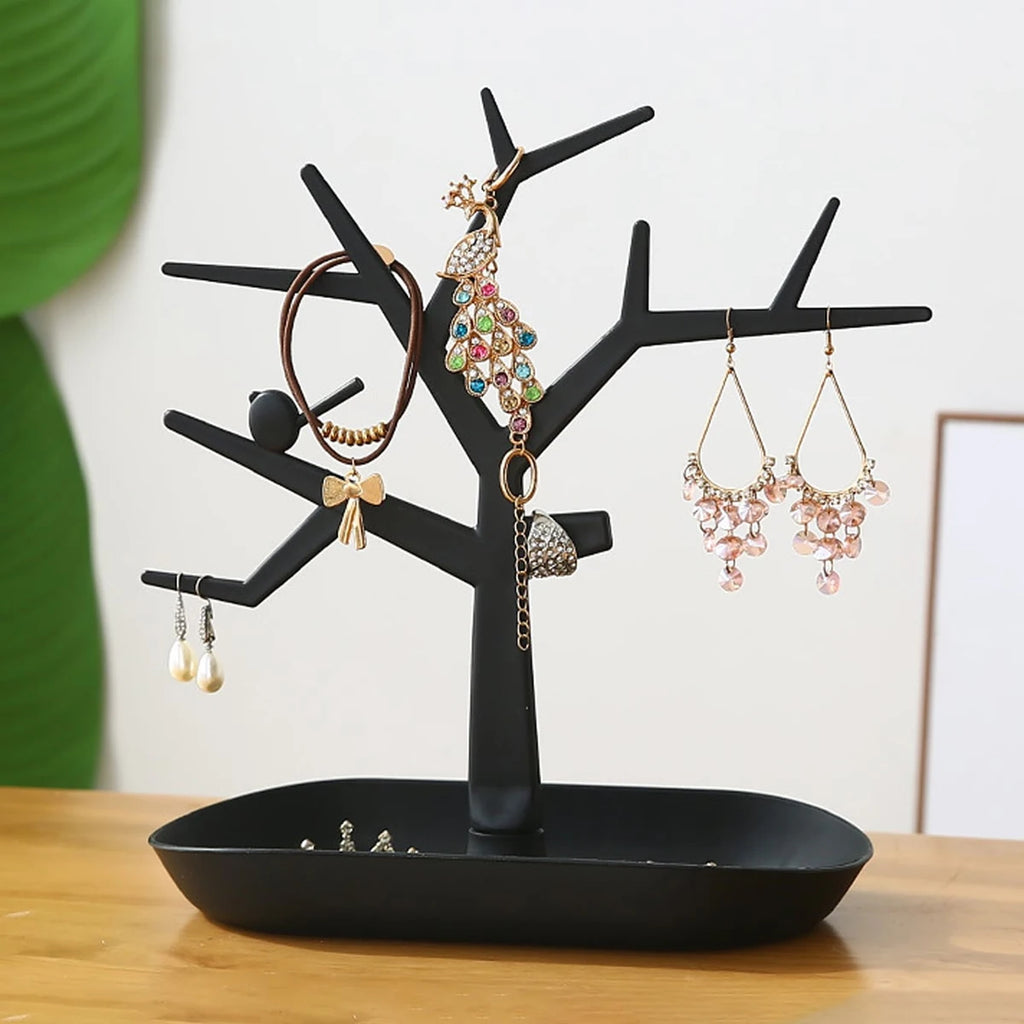 1pc tree shaped modern jewelry rack, used for storing necklaces,earrings,and keys.This display stand is made of durable plastic