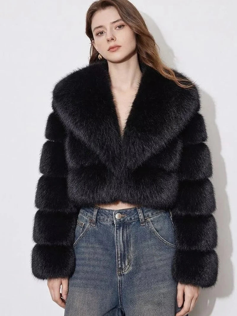 ZADORIN Trend Fur Top New Cropped Faux Fur Coat Woman Clothing Furry Faux Fur Jacket Winter Coats for Woman Outerwears Top Mujer