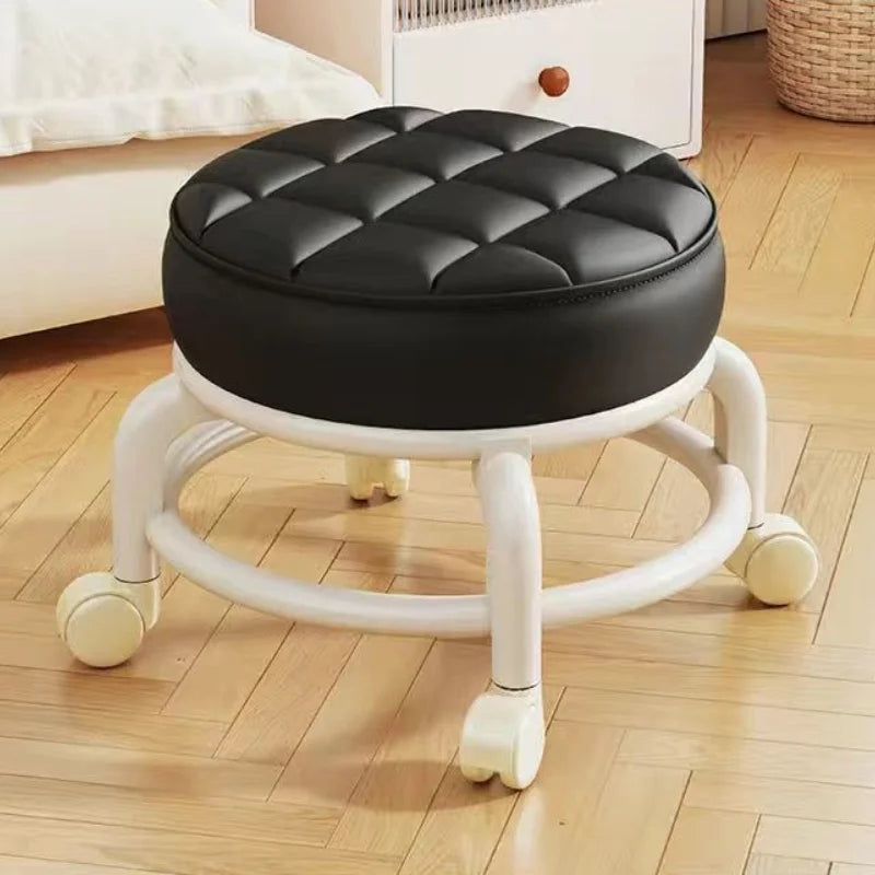 Universal Caster Round Low Rolling Stool Movable Seat for Kids Walking Training Household Shoe Change Bench