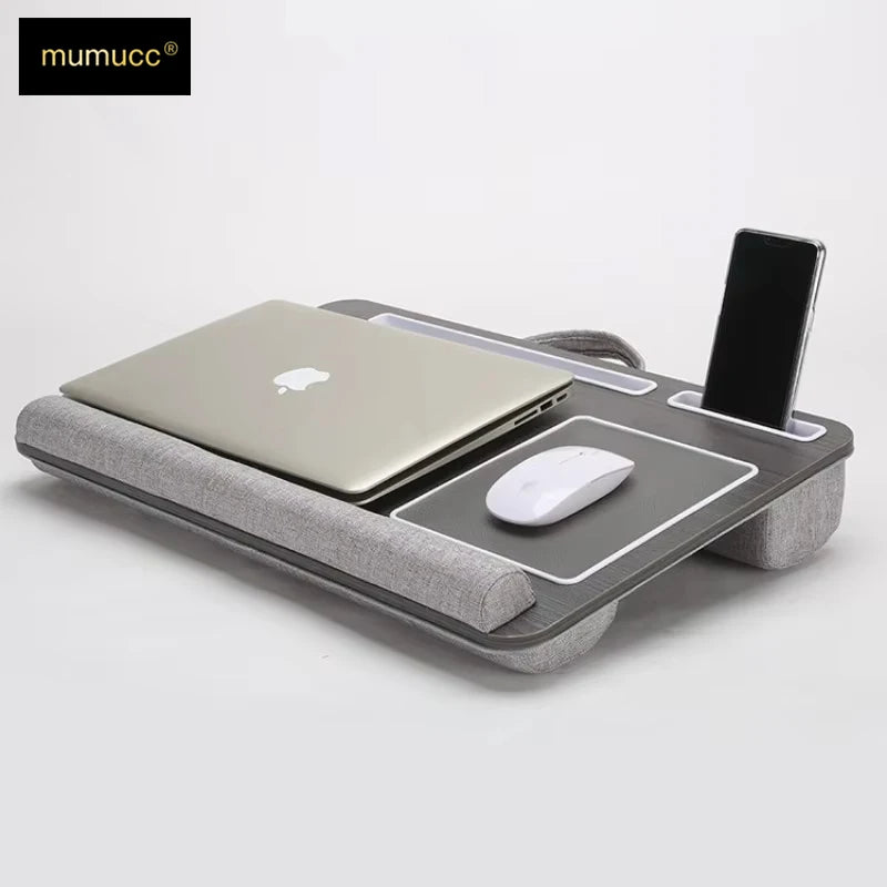 Multi Purpose Laptop Desk Leg Table Design of Double Groove Anti Slip Bar Embedded Mouse Pad Use with Sofa Bedroom Portable