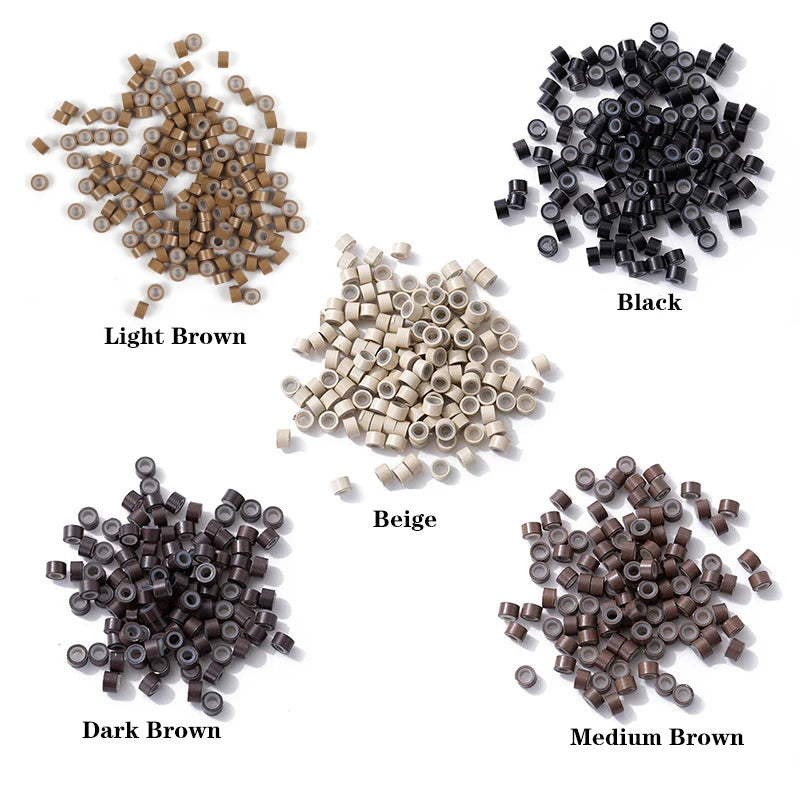 100Pcs Micro Rings Tubes Micro Rings Links Beads For Tip Hair Extension Tools Black Brown Microchip Reforzado Para Extensiones