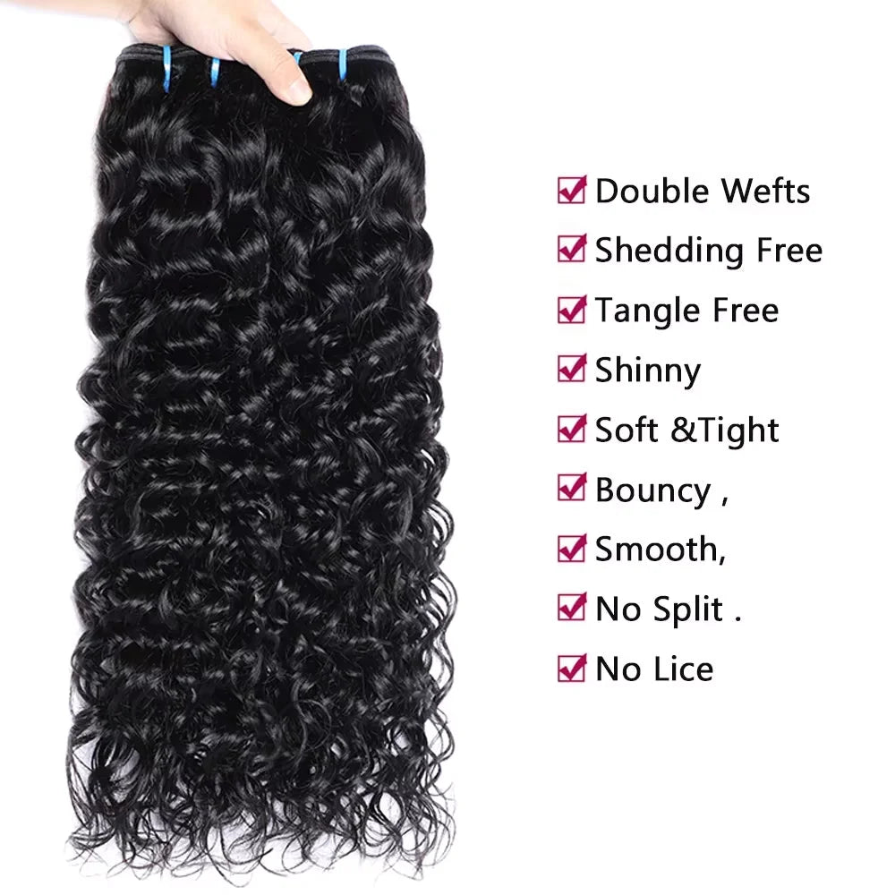 12A Water Wave Bundles Human Hair 100% Virgin Human Hair Extensions Brazilian Weaving PerisModa Natural Black Human Hair Bundles