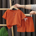 Baby Boys Waffles Clothes Sets Kids Solid Shirt +Shorts 2PCS Suit Toddler Costume Summer Children's Clothing Casual