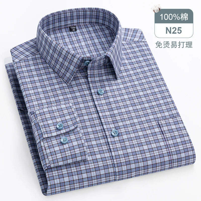 11XL Fits 160 KG Oversized Long Sleeve Shirt Men Outdoor Casual Oxford Men Shirts Long Sleeve 100 Cotton Big Sizes with Pockets