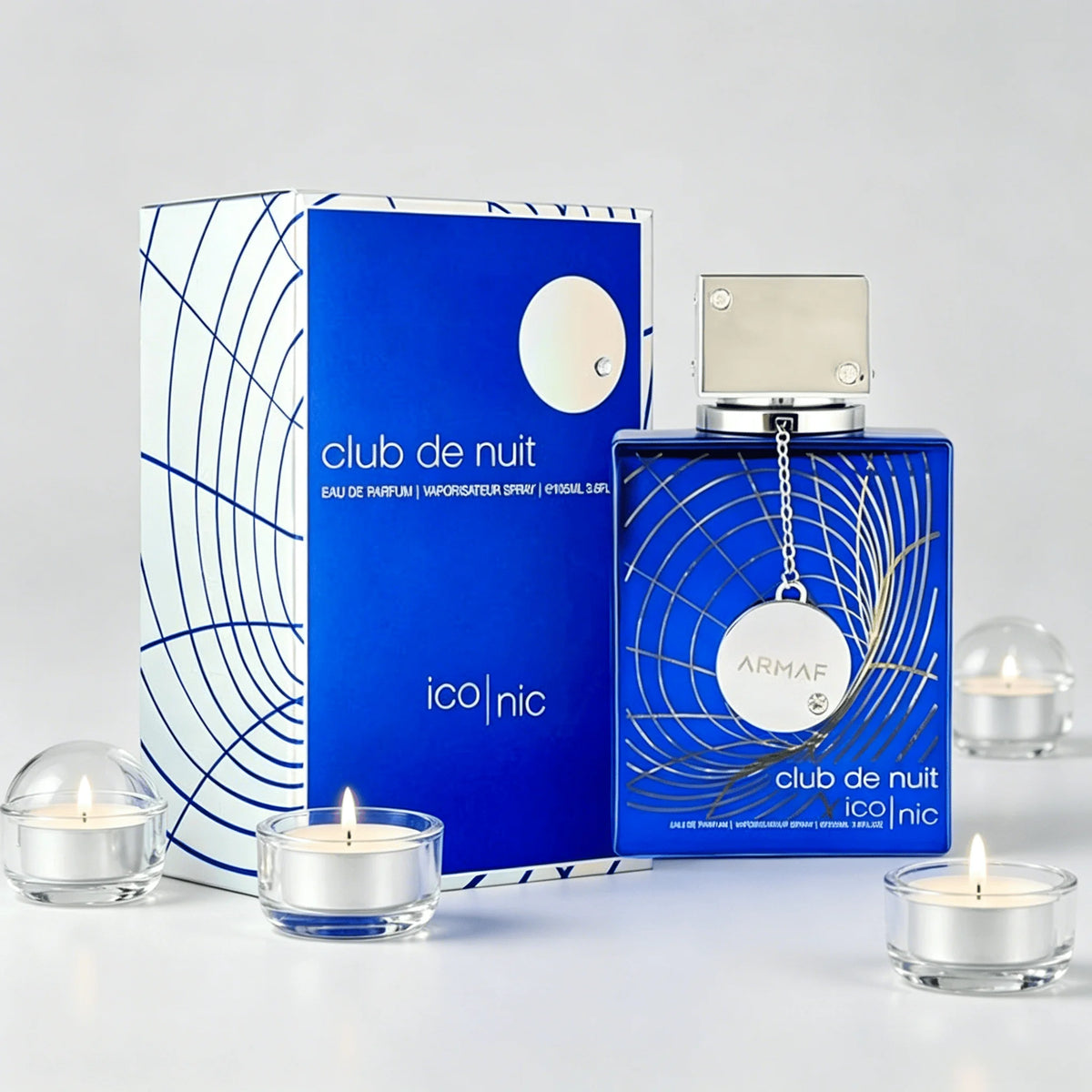 Armaf Club De Nuit Iconic Eau De Parfum 105ml Long Lasting Fresh Aquatic Woody Citrus Fragrance Men Perfume Transparent Blue Square Bottle Night Club Masculine Scent Holiday Gift for Him