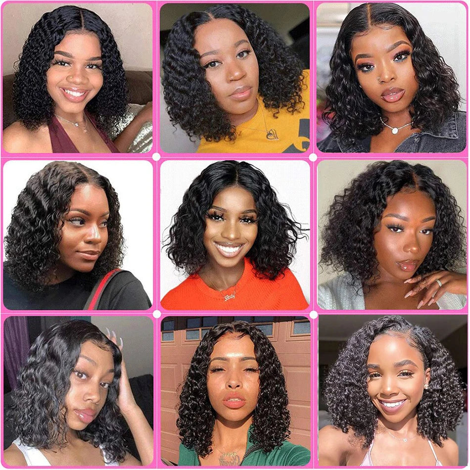 15A Brazilian Water Wave Hair Bundles Short Curly Human Hair Weaving Bundles Deal 100% Brazilian Virgin Human Hair Extensions