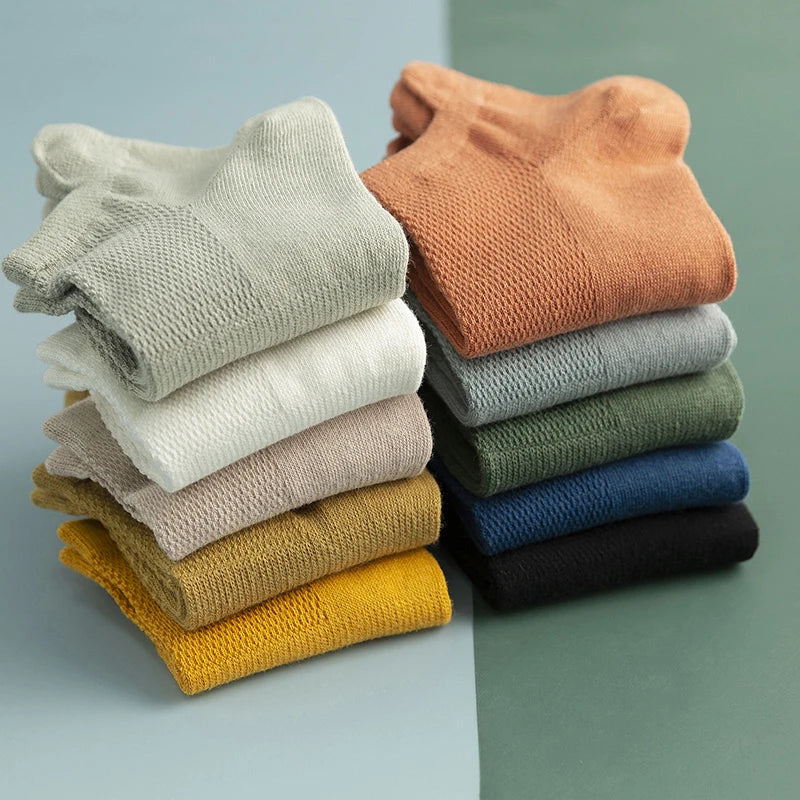 5 Pairs High Quality Men Cotton Breathable Fashion Colorful Leisure Boat Sock Short Sock Solid Color Socks For Male Ankle