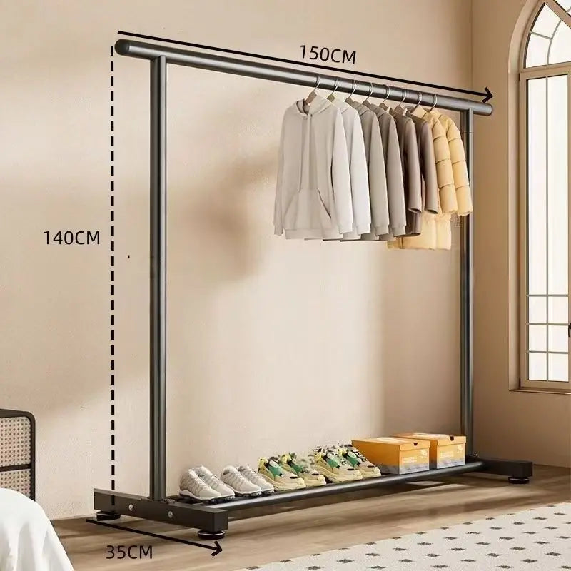 Clothing Rack, Heavy Duty Clothes Rack Rolling Garment Rack with Wheels and Bottom Shelf for Hanging Clothes