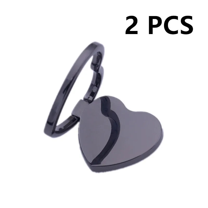 2Pcs Heart Pattern Mobile Phone Finger Ring Holder Phone Accessories