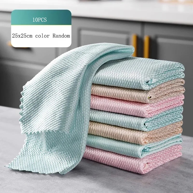 10Pcs Reusable Lint Free Ultra-fiber Microfiber Cleaning Cloth for Car Mirror and Kitchen Mirror Surface No Marks Left