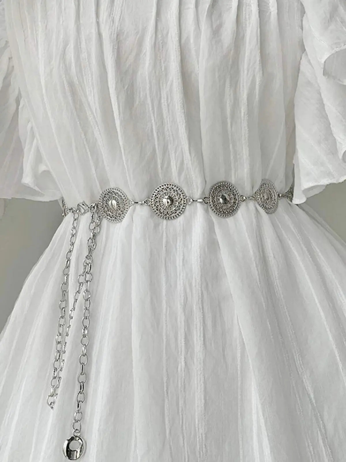 Women Steampunk Hollow Out Circle Shaped Waist Chain For Women, Design Artistic Alloy Belt For Dress, Elegant And Trendy Boho