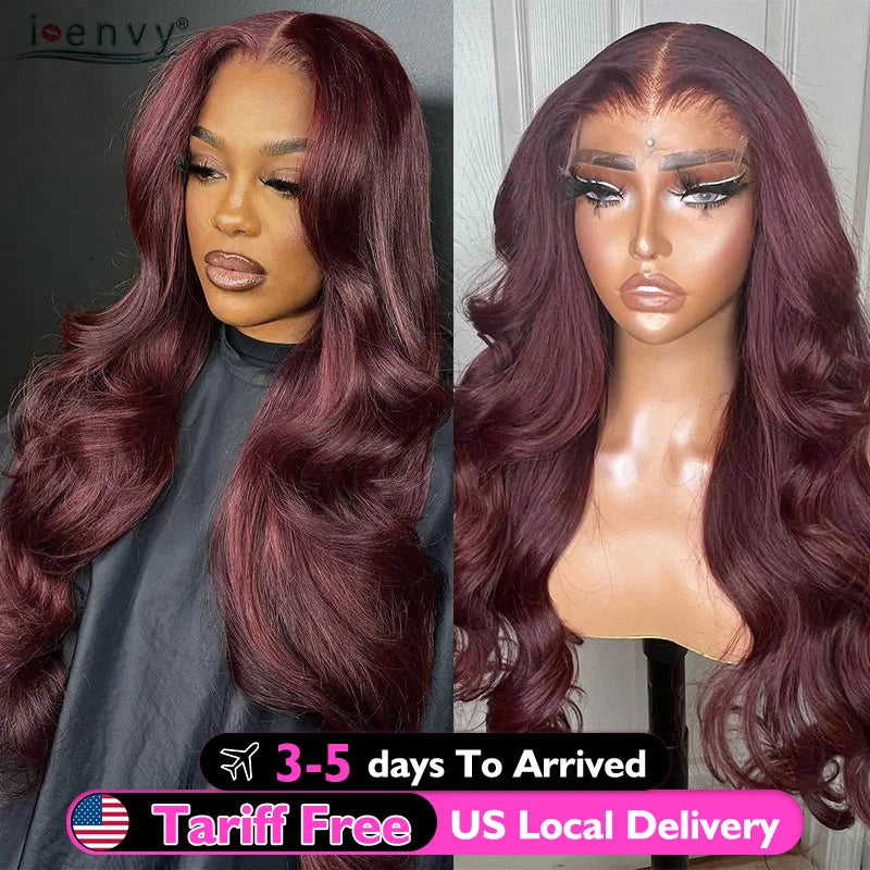 34 Inches Hd Lace Wig Body Wave 13X6 Red Lace Front Human Hair Wigs 13X4 Burgundy 99J Lace Front Wigs Pre Plucked Black Women