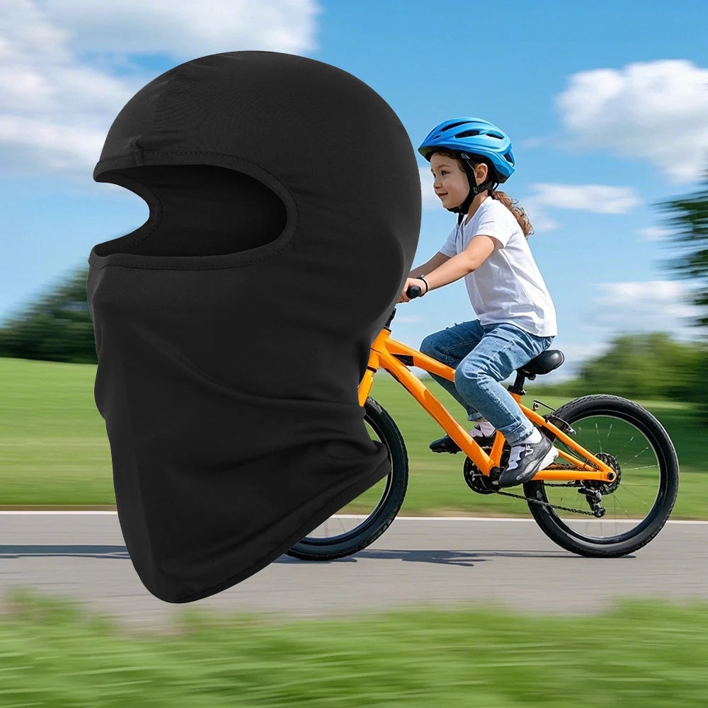Kids Cycling Balaclava Sun Protection Mask Summer Outdoor Helmet Liner Motocross Boys Girls Breathable Quick Dry Full Face Cover
