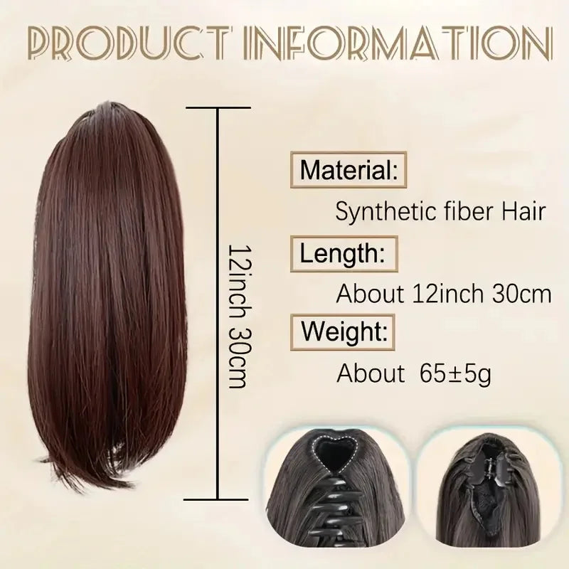 12Inch Synthetic Short Curly Ponytail Hair Extension Claw Clip Black Brown Hairpiece Invisible Instant Ponytail for Women