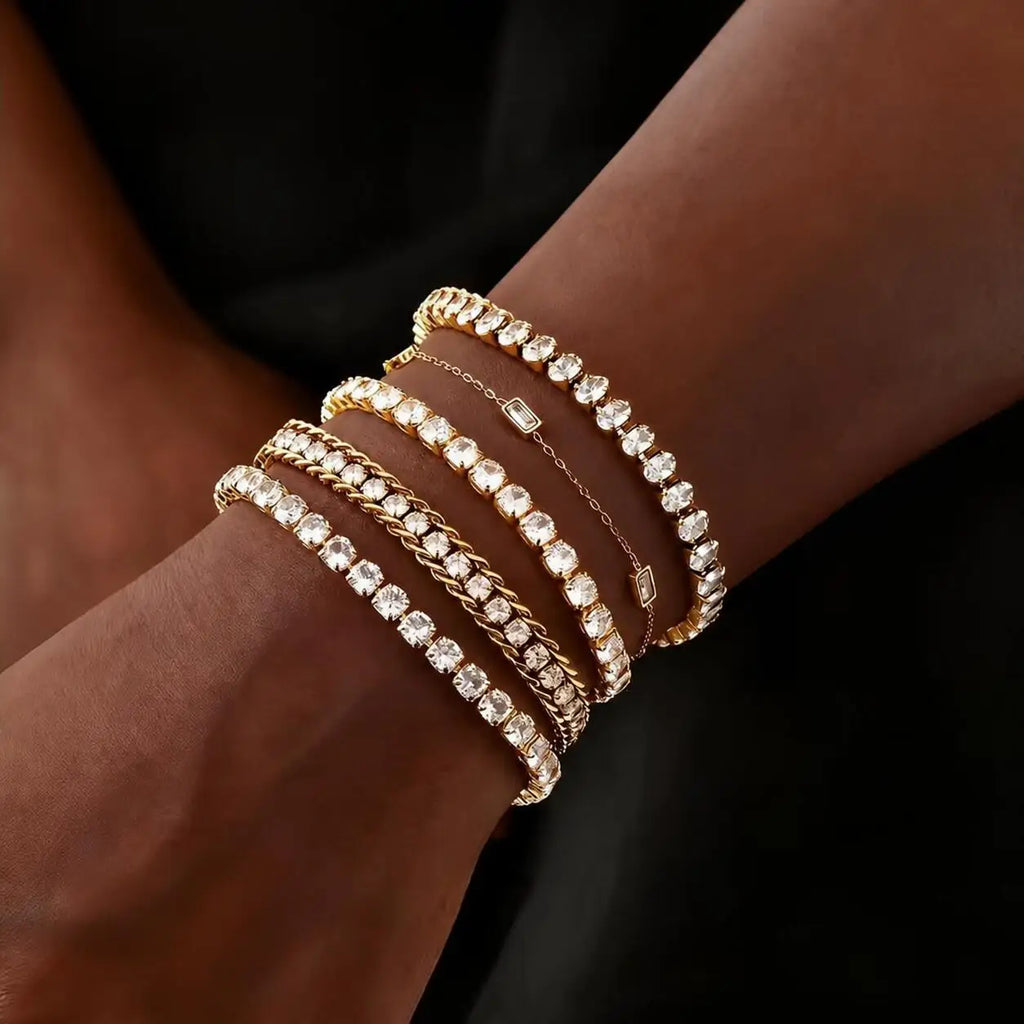 Crystal CZ Bracelet Waterproof, Tennis Hand Chain Bracelets For Women, Stainless Steel Wholesale Jewelry